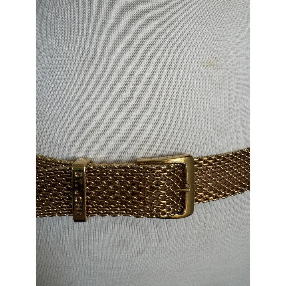 Vintage St. John Women's Adjustable Gold Tone Mesh Metal Link Chain Belt